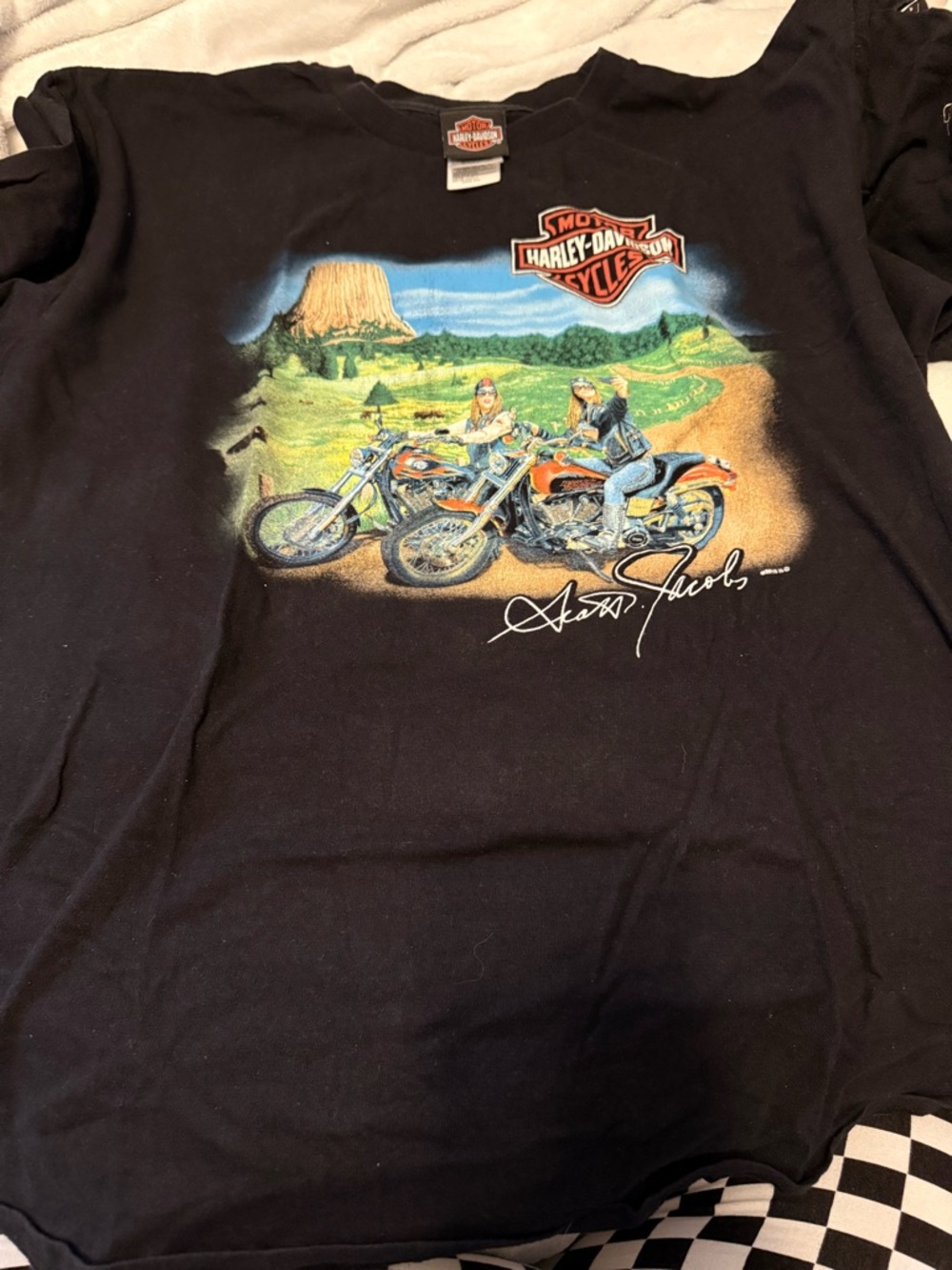 Harley-Davidson Black women’s Motorcycle Graphic Tee with Scenic Print